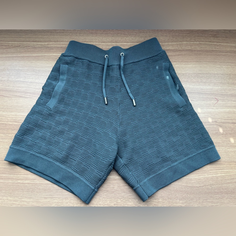 RAITH Knit Shorts Mens M Teal Green Textured Drawstring Casual 6” Inseam